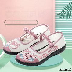 Olivia Mark - Beijing Cloth Shoes Network: Casual Slip-Resistant Single Shoes with Anti-Skid Sole Casual Pink Walking Shoes With Round Toe, Slip-on Non-slip Walking Shoes With Round Toe, White Non-slip Walking Shoes For Spring, Pink Walking Shoes With Rubber Sole And Round Toe, White Round Toe Walking Shoes For Summer, White Non-slip Flat Walking Shoes, Pink Non-slip Flat Heel Sneakers, Pink Non-slip Sneakers, Casual Walking Shoes With Soft Sole