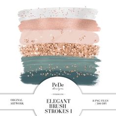 the different shades of pink, blue and gold are featured in this poster for pede