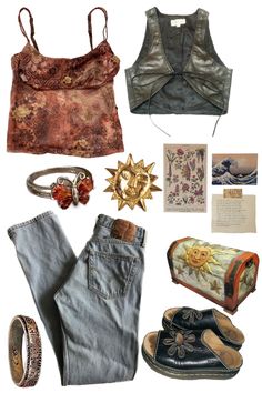 Whimsical Spring Outfits, Hoziercore Outfits, Countrycore Outfit, Boho Fashion Fall Outfits, Outfit Layout