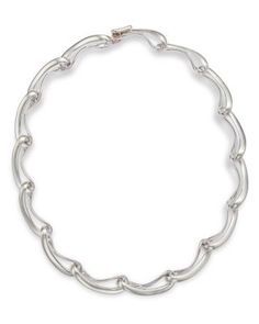 Georg Jensen Sterling Silver Infinity Link Collar Necklace, 16.93 Infinity Shaped Formal Jewelry With Polished Finish, Infinity Shaped Polished Jewelry For Formal Occasions, Infinity Shaped Polished Jewelry For Formal Events, Elegant Metal Chain Necklace With Sterling Silver Clasp, Formal Necklace With Sterling Silver Clasp, Elegant Oval Sterling Silver Chain Necklace, Formal Metal Necklaces With Sterling Silver Clasp, Elegant Oval Metal Chain Necklace, Formal Necklaces With Sterling Silver Clasp