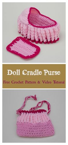 crochet pattern for doll cradle purse and booties with free crochet video instructions