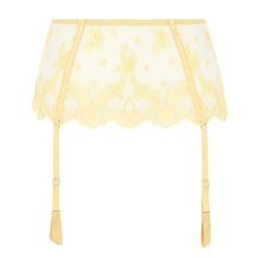 Garter belt I.D. SARRIERI Petal Bloom Elegant Fitted Belts And Suspenders With Matching Belt, Elegant Gold Wedding Bottoms, Elegant Adjustable Gold Belts And Suspenders, Waist Cincher, High Cut, Silk, Yellow, Flowers, Color