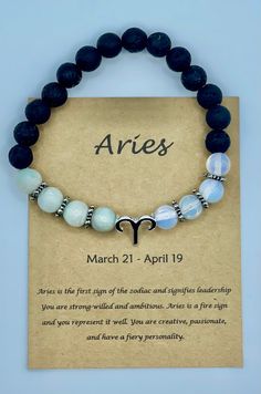 The Aries Zodiac Sign Gemstone Bracelet is the perfect gift for any March or April birthday. Featuring Aquamarine and Moonstone gemstones, this bracelet is thoughtfully designed to capture the subtle energy of the Aries sign. Each gemstone is carefully chosen to create a beautiful and meaningful piece perfect for any occasion. Aries Bracelet Beads, Spiritual 8mm Beads Jewelry For Birthday Gift, Spiritual Jewelry With 8mm Beads For Birthday Gift, Zodiac Sign Round Beads Jewelry As Gift, Symbolic Gemstone Bracelet As Gift, Symbolic Natural Stones Beaded Bracelets As Gift, Zodiac Sign Bracelet Jewelry Gift, Spiritual Zodiac Sign Bracelet Gift, Spiritual Zodiac Beaded Bracelets For Healing