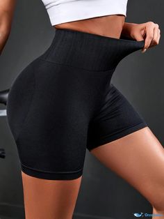 Orcajump - Seamless Solid Color Basic Cycling Shorts, Women's Tummy Control Fitness Sports Shorts, Women's Activewear Sports Shorts Women, Lingerie Dress, Women's Activewear, Sports Shorts, Cycling Shorts, Womens Activewear, Plus Size Casual, Mesh Dress, Sport Shorts