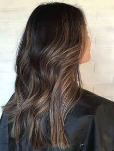 Subtle+Brown+Balayage+Hair Subtle Brown Balayage, Highlights For Dark Hair, Brown Balayage Hair, Black Hair Balayage, Haircut Types, Subtle Highlights