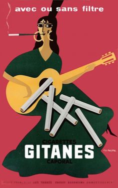 a poster with an image of a woman playing the guitar