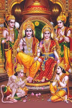 hindu painting depicting the four avatars of lord rama