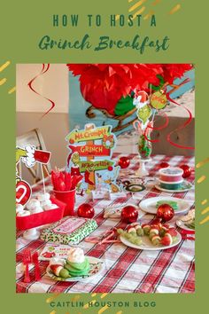 a table topped with lots of food and decorations