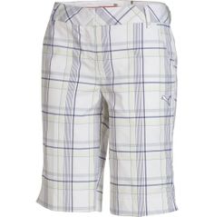 a white and blue plaid shorts