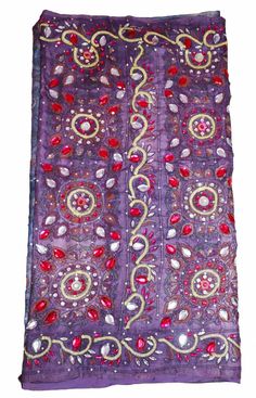 About this item Vintage Indian Indian West Bengal Saree 100% Pure Silk Tie & Dye Sari Kantha What A Beautiful Masterpiece Of A Saree. Base Fabric Is Pure Silk In Purple And Blue Color With Amazing Tie And Dye Zari Work. All Over Saree Adorned With Floral And Paisley Design Light Yellow Multi Color Thread Work. Traditional Kantha Work Is The Highlight Of The Saree. Kantha : Kantha Is A Hand Embroidery Style Traditionally Practiced By Rural Womenfolk In State Of West Bengal. Kantha Beaded Embr Bohemian Embellished Dupatta For Diwali, Traditional Embellished Embroidered Fabric For Ceremonies, Bollywood Style Purple Embroidered Fabric For Celebration, Handwork Embroidered Fabric For Festive Occasions, Embellished Multicolor Embroidered Fabric For Festivals, Festive Handwork Embroidered Fabric, Traditional Embellished Dupatta For Festival, Traditional Embellished Festival Dupatta, Traditional Purple Embellished Saree