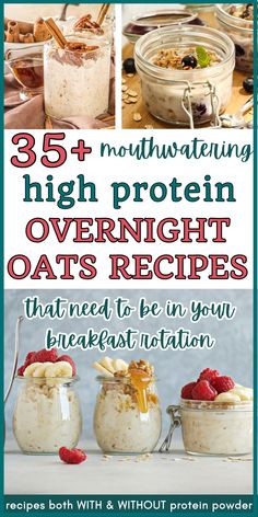 an advertisement for overnight oatmeal is shown in three different pictures with the words,