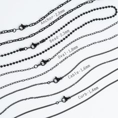 Black Stainless Steel Chain Necklace, Black Link Stainless Steel Necklaces, Black Metal Link Necklace, Black Stainless Steel Chain Necklace With Adjustable Chain, Black Metal Jewelry With Adjustable Chain, Black Metal Chain Necklace As Gift, Black Metal Chain Necklace For Gift, Black Stainless Steel Chain Necklace As Gift, Black Stainless Steel Chain Necklace For Gifts