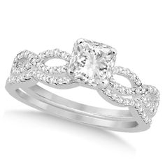 Infinity Princess Cut Diamond Bridal Ring Set Engagement Rings Wedding Bands Set, Wedding Rings Princess Cut, Diamond Bridal Ring Sets, Infinity Ring Wedding, Engagement Rings Twisted, Diamond Ring Princess Cut, Engagement Rings Affordable, Princess Cut Rings, Princess Cut Engagement Rings