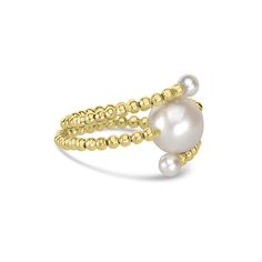 Add a touch of sophistication to your look with our Pearl Bypass Flex Ring in 18K Yellow Gold. This elegant ring features lustrous pearl beads set in a bypass design crafted from 18K yellow gold. Whether worn alone or stacked with other rings, it adds a touch of timeless elegance to any ensemble. Gold Pearl Stackable Rings For Anniversary, Fine Jewelry Yellow Gold Ring With Pearl Drop, Yellow Gold Pearl Drop Ring In Fine Jewelry Style, Modern Gold Pearl Ring, Luxury Gold Rings With Pearl Drop, Elegant Stackable Pearl Ring In Yellow Gold, Yellow Gold Stackable Pearl Jewelry, Fine Jewelry Gold Pearl Ring, Elegant Gold Stackable Pearl Ring