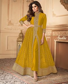 #Dynabella #dresses #pakistanidress #pakistaniweddingdress #indianandpakistanidress #velvetlongpakistanistyledress #weddingpakistanidress #pakistani #teenpakistanidress #pakistanidressaghanoor #pakistanighararadress #pakistanidressbenchmark #pakistanidressunder100 #Usa #Uk #Canada #etsy #pakistanilehengadress #dress #indian #indiandress #indianandpakistanidress #indianlongdress #indianbabydress #indianbridedress #indianwhitebridaldress #handstitchedindianweddingdress #indianweddingdress Yellow Anarkali Suits, Party Wear Anarkali Dress, Yellow Anarkali, Shamita Shetty, Georgette Anarkali Suits, Long Anarkali, Designer Anarkali Suits, Gown Suit, Abaya Style