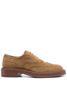 caramel brown calf suede perforated detailing round toe front lace-up fastening branded insole leather sole Caramel Brown, Leather Cap, Pumps Flat, Sneaker Heels, Classic Man, Lace Up Shoes, High Quality Leather, Mens Shoes Sneakers, Valentino Garavani