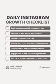 Daily Instagram Growth Checklist Social Media Landscape, Social Media Management Services