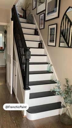 the stairs are painted black and white