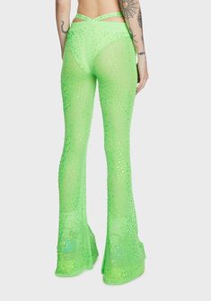 Green Mesh Bottoms For Summer, Summer Green Mesh Bottoms, Sheer Trendy Bottoms For Summer, Trendy Sheer Summer Bottoms, Trendy Sheer Bottoms For Spring, Summer Fishnet Bottoms, Glamorous Green Bottoms For Party Season, Sheer High Waist Party Pants, Trendy Sheer Party Bottoms