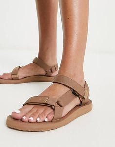 Teva original universal sandals in sand dune tan | ASOS Travel Capsule, Leopard Print Baby, Trainer Heels, Walking Sandals, Dream Style, Shea Moisture Products, White Trainers