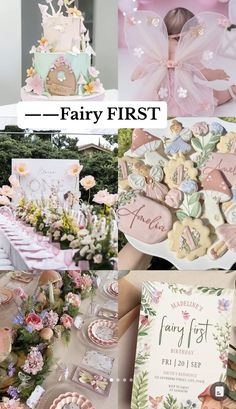 a collage of photos with fairy themed items on them and the words fairy first