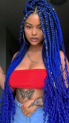 Colored Box Braids, Jumbo Box Braids, Box Braids Styling, African Braids Hairstyles, Braided Hairstyles For Black Women