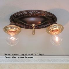 two light fixtures on the ceiling with a quote below them that reads, have matching 4 and 3 light from the same house