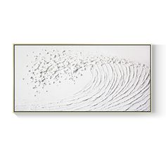 an abstract white painting with lots of snow on the ground and dots in the middle