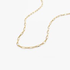 14k Solid Gold Tiny Paper Clip Link Necklace – FERKOS FJ Staple Necklace, Paper Clip Necklace, Link Chain Necklace, Necklace Sizes, Chain Link Necklace, Link Necklace, Eternity Bands, Gold Yellow, Diamond Gemstone