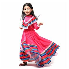 PRICES MAY VARY. Material: 95% polyester + 5% cotton, very good quality and workmanship. Cotton lining. Direct contact with the skin fabric, you don't have to worry about hurting the baby's skin. Girls Colorful Rainbow Dresses Halloween Costume Gypsy Flamenco Dance Long Skirt Elegant Mexican dress is designed with "Every girl deserves to be treated like a princess" in mind. Our beautiful outfit for a girl from 1 to 12 years old gives her an attractive and elegant look. It will be a good birthday Folklorico Dress, Mexican Traditional Dress, Folklorico Dresses, Carnival Parties, Traditional Mexican Dress, Carnival Birthday Party, Baby Costumes Girl, Easter Wedding, Fiesta Dress