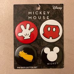 mickey mouse pin back button set