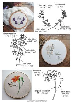 the instructions for how to make embroidery flowers