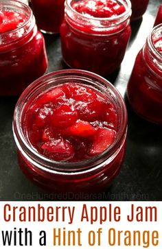 cranberry apple jam with a hint of orange in the jar is ready to be eaten