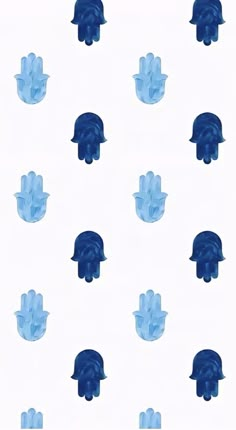 an abstract blue and white wallpaper pattern with hamsa hands on the left side