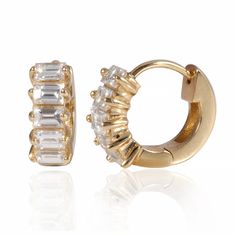 5 Baguette Diamond Huggie Hoop Earrings    * Diamonds .76cw    * 14k Yellow Gold    * P-4496 Earrings Diamonds, Diamond Huggies, Diamond Hoop Earrings, Huggie Hoop Earrings, Baguette Diamond, Diamond Earrings, Hoop Earrings, Diamonds, Yellow Gold