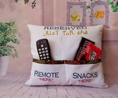 a pillow that has some snacks in it