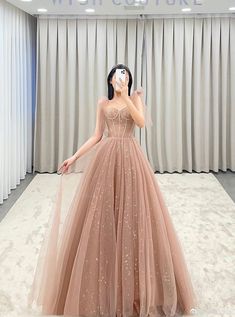 Prom Gown Elegant For Teens, Debut Gowns 18th Elegant, Pink Tulle Prom Dress, Prom Dresses Long Pink, Looks Pinterest, Gowns Dresses Elegant