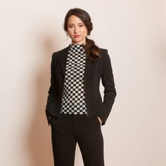 Jessie Liu Short Jacket With Peaked Lapel, Vented Sleeves, Raw Hem, Fully Lined With Beautiful Pick Stitching, Front Exposed Zipper, 68% Acetate, 32% Polyester Tailored Shorts, Exposed Zipper, Short Jacket, Blazer Suit, Suit Jacket, Jackets & Coats, Jackets For Women, Women Shopping, Black