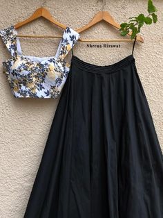 Irene Blouse With Black Skirt (Set of 2) By Shrena Hirawat now available at Trendroots Black Skirt Set, Add Sleeves, Crepe Skirts, Net Lehenga, Skirt Fabric, Net Dupatta, Steam Iron, Saree Look, Party Wear Dresses