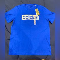 Royal Blue Adidas Shirt, Never Worn. Adidas Blue Sporty Shirt, Sporty Adidas Blue Shirt, Adidas Blue Tops With Logo Print, Adidas Blue Short Sleeve T-shirt, Blue Adidas T-shirt For Summer, Adidas Blue T-shirt For Summer, Adidas Shirt Mens, Lakers Shirt, Adidas Camo