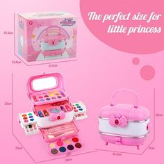 Girls Makeup Kit Kids Make Up Set Real Cosmetics Play Set with Travel Cosmetic Case Washable Party Game Make Up Toys Chrismas Birthday Gift for Little Girls Ideal Gift for Little GirlsMake your little girl's dream come true with her first makeup set. This kit is a perfect gift for birthdays or Christmas. Real Makeup Kit for Little Girls kids' makeup set includes eye shadows, sequin eye shadows, powder blushes, nail polishes, powder, lip gloss, a set, lipsticks, makeup brushes, and a travel cosme Kids Make Up Set, Make Up Toys, Real Makeup, Play Makeup, Kids Makeup, Eye Shadows, Kids Set, Play Set, Makeup Set