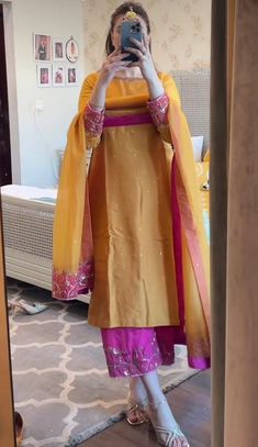 Haldi Punjabi Suit, Stylish Punjabi Suits, Suit Salwar Designs Indian Style, Shrara Suits Indian Designers Party Wear, Haldi Suit Design, Punjabi Wedding Outfits, Keep Smile, Trendy Outfits Indian, Punjabi Fashion