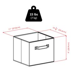 a box with the measurements for it and its contents labeled in black on a white background