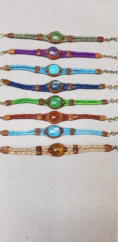 Super nice Marble glass LEATHER BRACELETS 8 INCHES LONG ABLE TO ADJUST TO YOUR SIZE please choose your color Round Wristband With Bracelet Strap As Gift, Nickel-free Brown Bracelets For Gifts, Nickel-free Brown Bracelets As Gift, Gift Beaded Bracelets With Extender, Bohemian Jewelry With Extender As A Gift, Adjustable Leather Bracelet With Round Beads For Gift, Adjustable Leather Bracelet With Round Beads As Gift, Adjustable Turquoise Wristband Gift, Adjustable Nickel-free Bracelets As Gifts