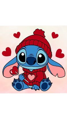 an image of a cartoon character with hearts in the background and text that says, i love you