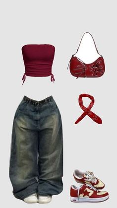 Red Cargo Outfit, Cargo Jeans Outfit, Trashy Outfits, Clothes And Shoes