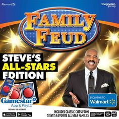 an advertisement for the game show family fetud featuring steve's all - stars