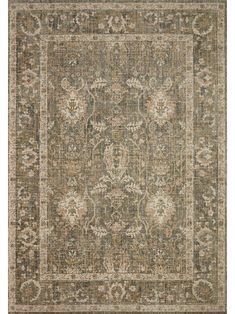 an area rug with various colors and patterns on the carpet, including beiges, browns