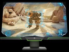 a computer monitor with an image of a robot on it