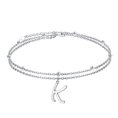 PRICES MAY VARY. Initial anklet was made of pure S925 sterling silver,dainty but much more durable and strong than other material,nickel-free, lead-free, cadmium-free Show off your first name with this alphabet Initial ankle bracelet（from A to Z).letter charm layered with simple beaded chain save you time and money to match anklets,suitable for daily and beach dress Length: 9 inches with 1(9-10) inches extender can adjust to your size,fastened with a sterling silver lobster clasp. An easy way to A To Z Letter, Initial Anklet, Z Letter, Free Shows, Anklet For Women, Silver Anklet, Sterling Silver Anklet, Letter Charm, Figaro Chains